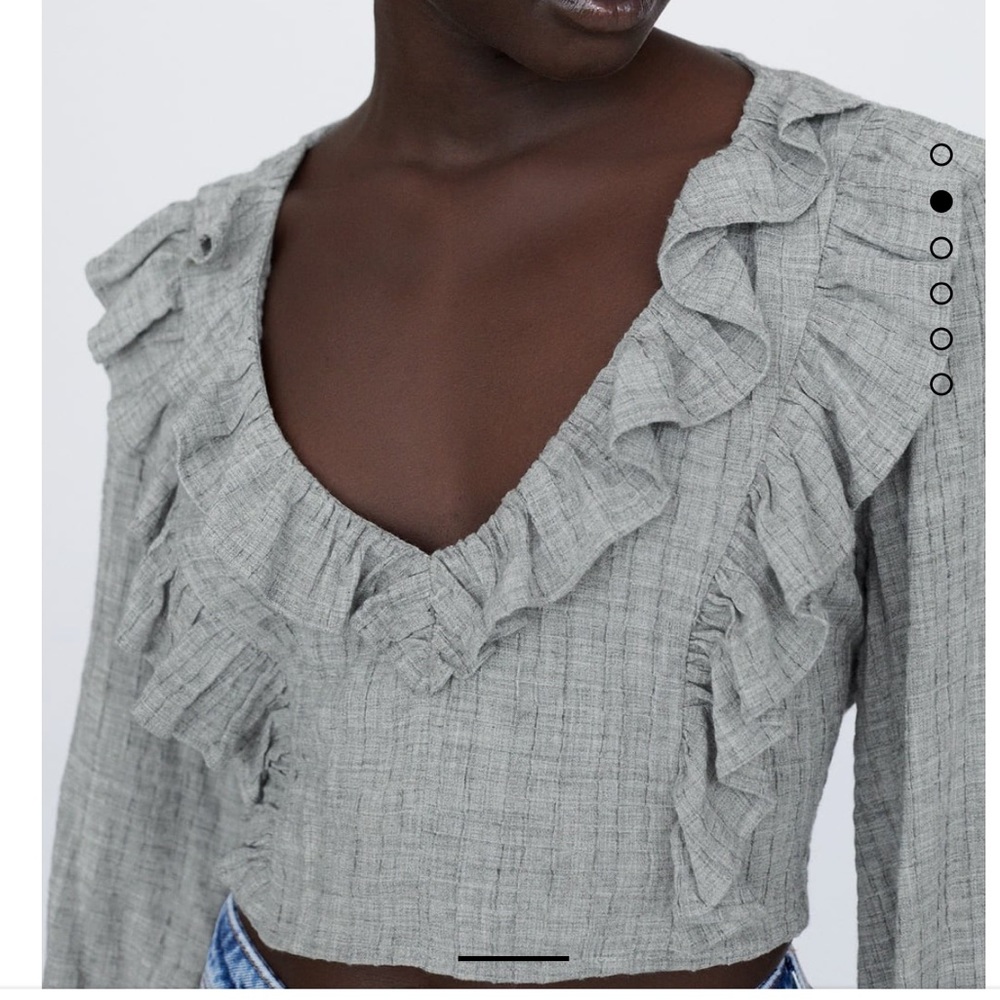 NWT Ruffled crop top small gray - Picture 4 of 6